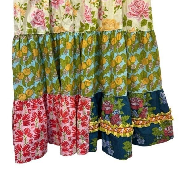 Matilda Jane Girls 8 Good Hart Tiered Knot Dress Sleeveless Patchwork Pink D1352 - Picture 4 of 7